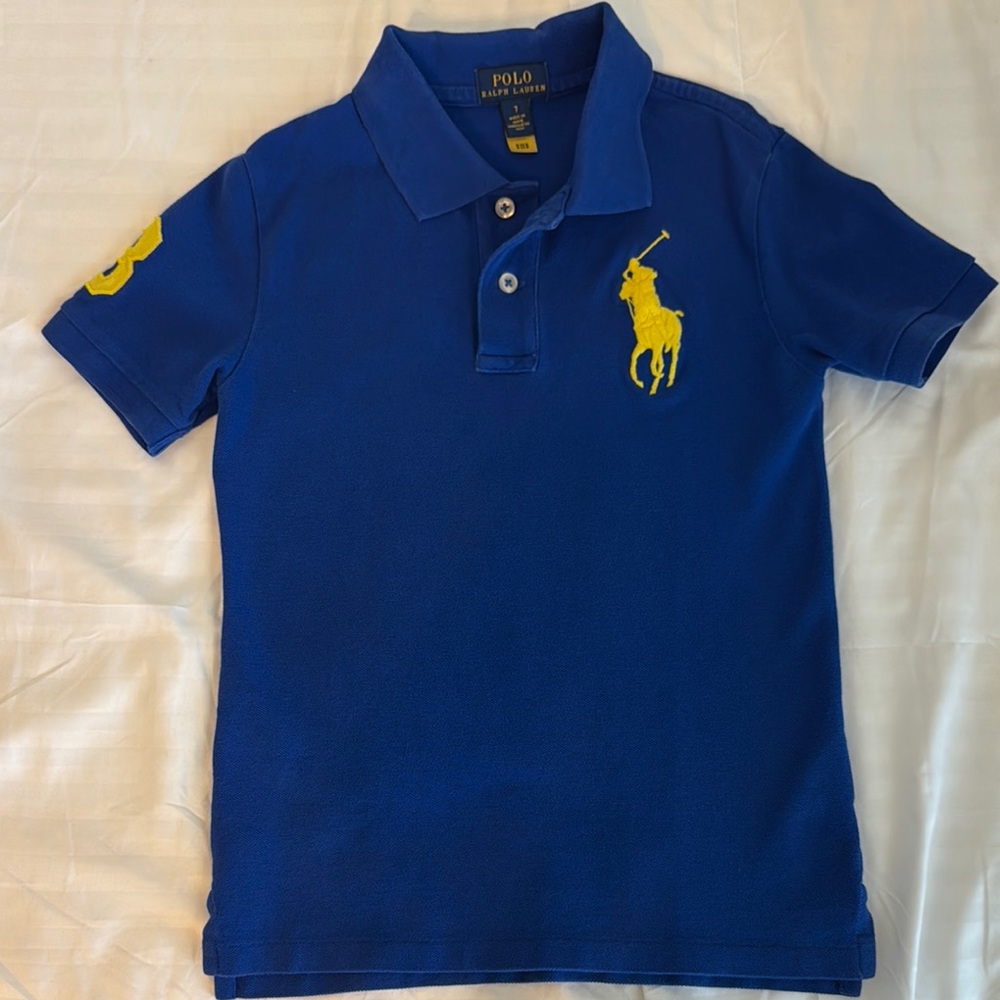 Polo by Ralph Lauren Kids Blue Polo Shirt with Yellow Emblem